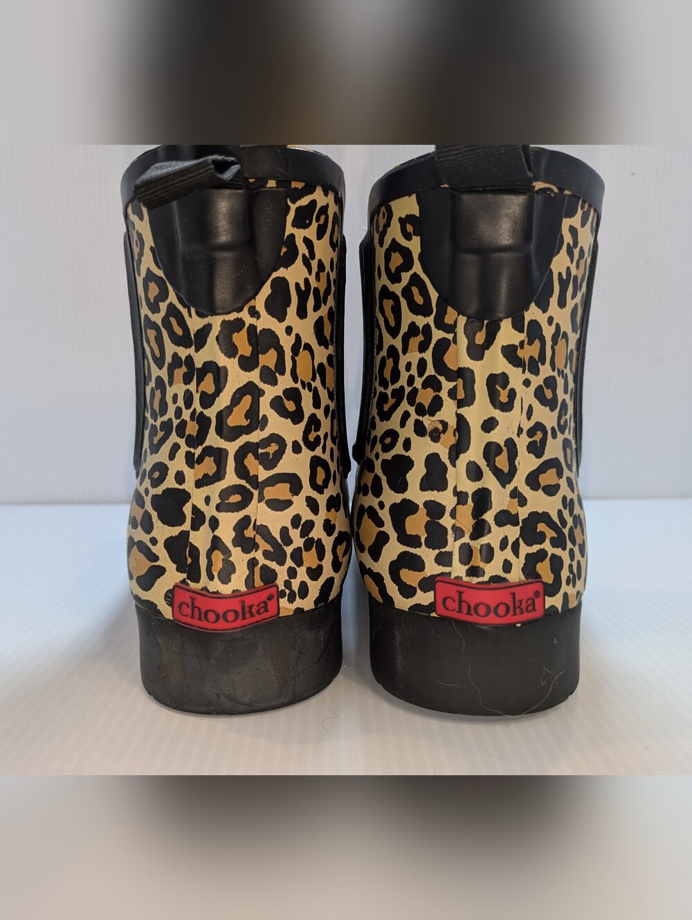 Chooka Leopard Print Faux Fur Lined Chelsea Rain Boots Size 9 - Picture 3 of 7